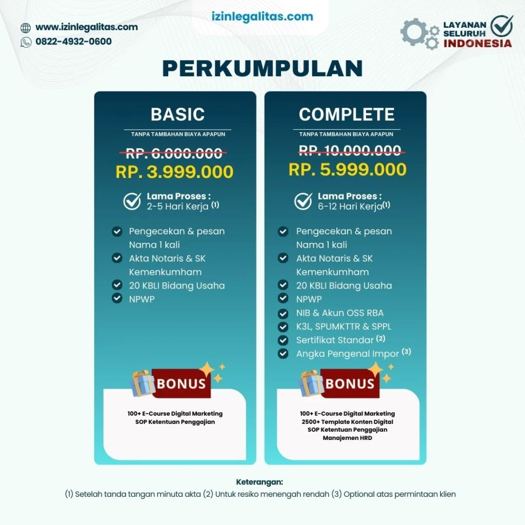 biaya pendirian perkumpulan izin legalitas