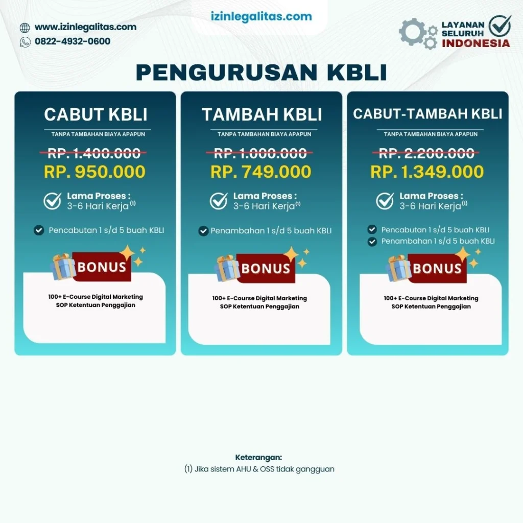biaya pengurusan kbli izin legalitas
