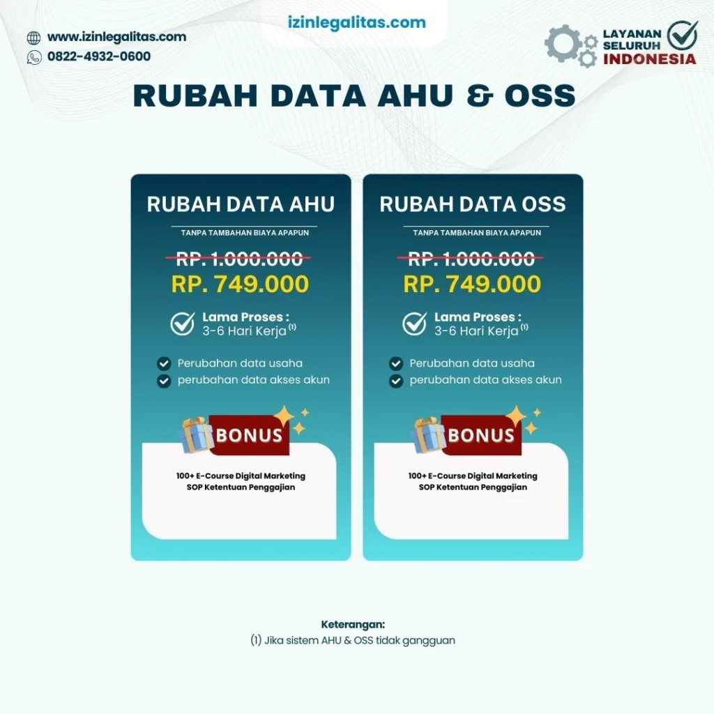 biaya rubah data ahu & oss
